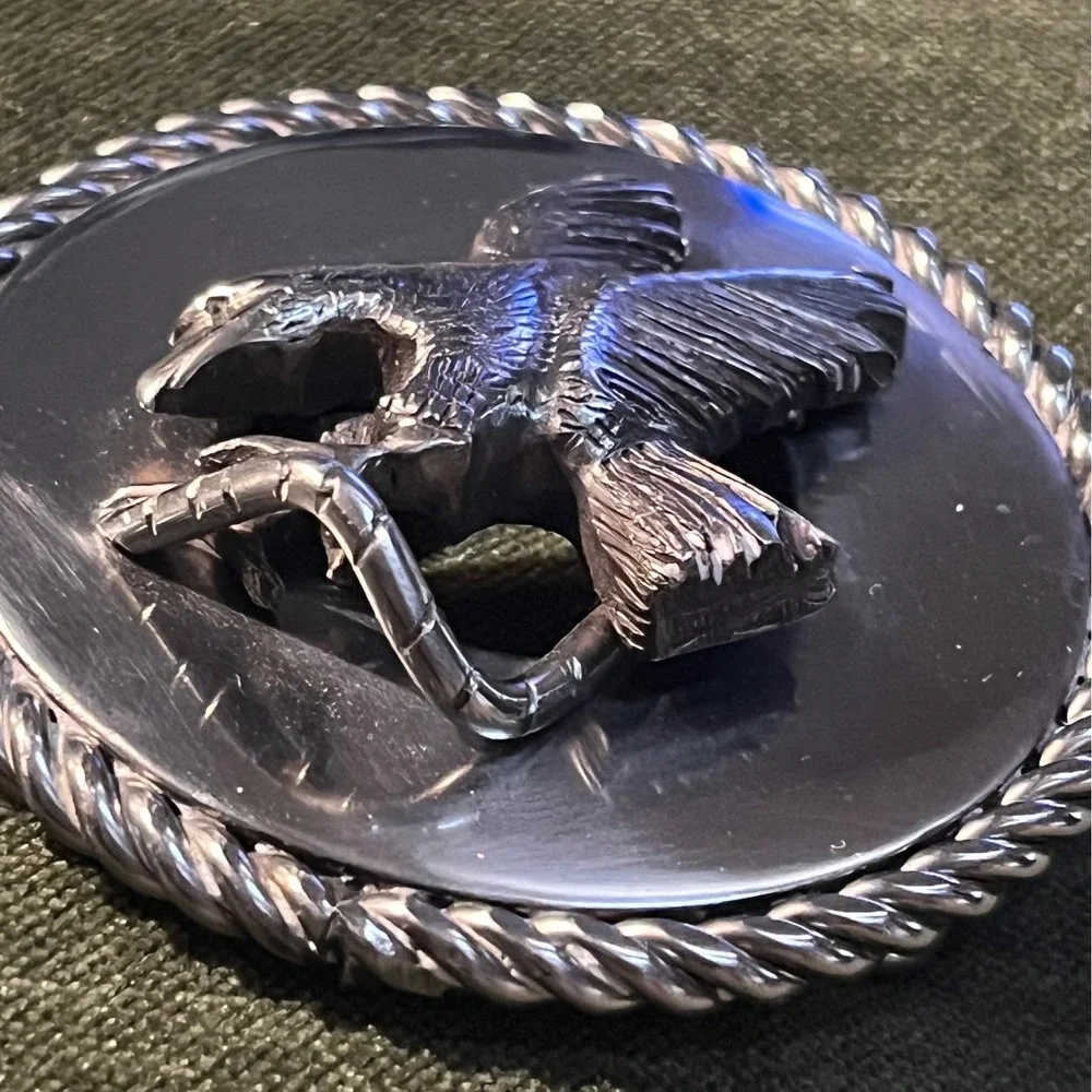 Vintage 3D Eagle Round Rope Border Belt Buckle‎